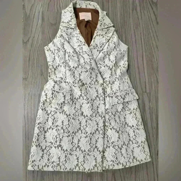 NWOT Anthropologie Hutch Sleeveless Double-Breasted White Lace Blazer Dress - Picture 8 of 11